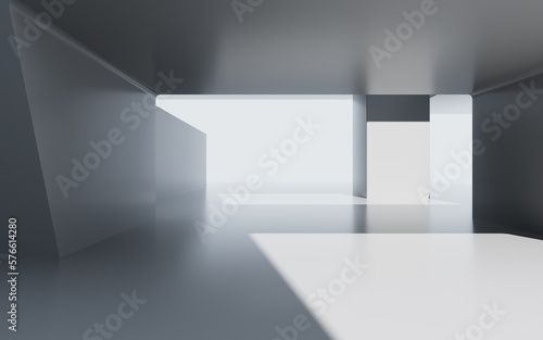 Gray abstract outdoor architecture, 3d rendering.