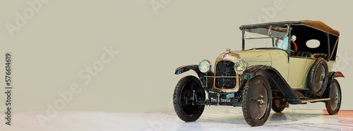 The Citroen Type A Torpedo car model that was produced from June 1919 to December 1921 in Paris. It was the very first Citroen car ever made. Illustration with copy space. photo