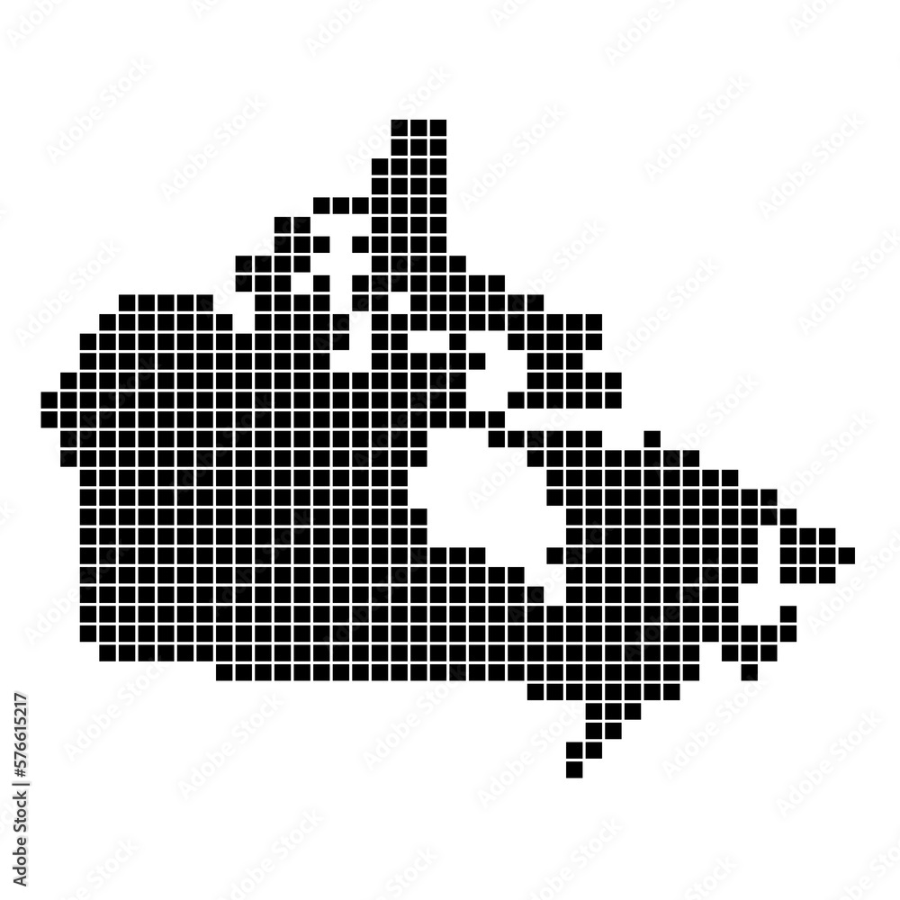Gepunktete Karte von Kanada als Landkarte, Silhouette oder Umriss