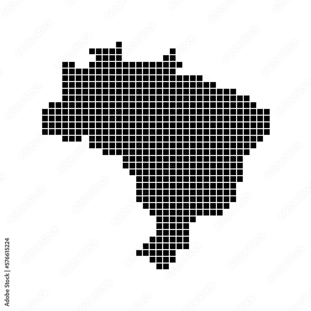 Gepunktete Karte von Brasilien als Landkarte, Silhouette oder Umriss