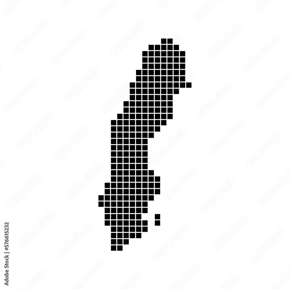 Fototapeta premium Gepunktete Karte von Schweden als Landkarte, Silhouette oder Umriss