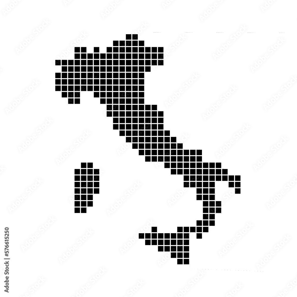 Gepunktete Karte von Italien als Landkarte, Silhouette oder Umriss