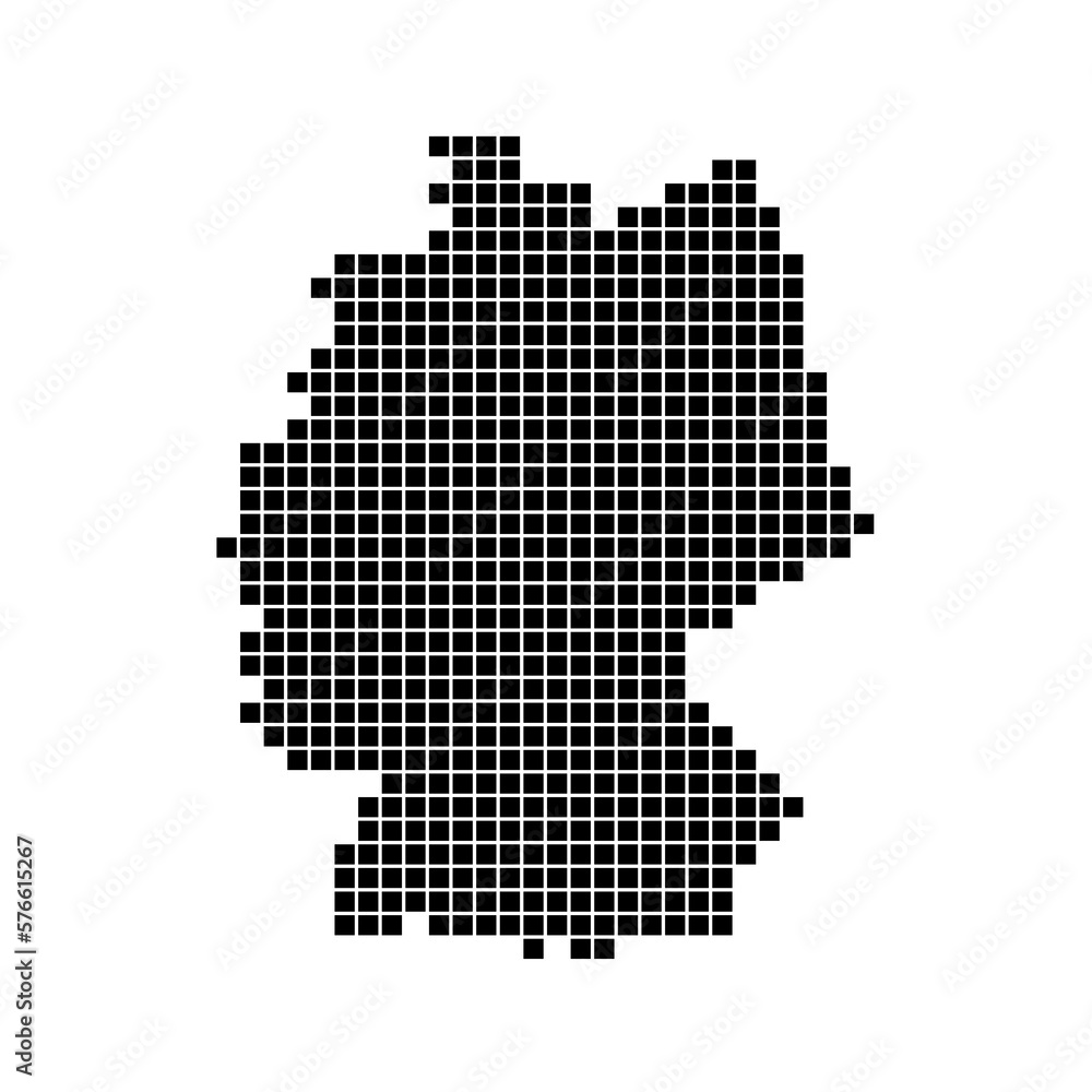 Gepunktete Karte von Deutschland als Landkarte, Silhouette oder Umriss