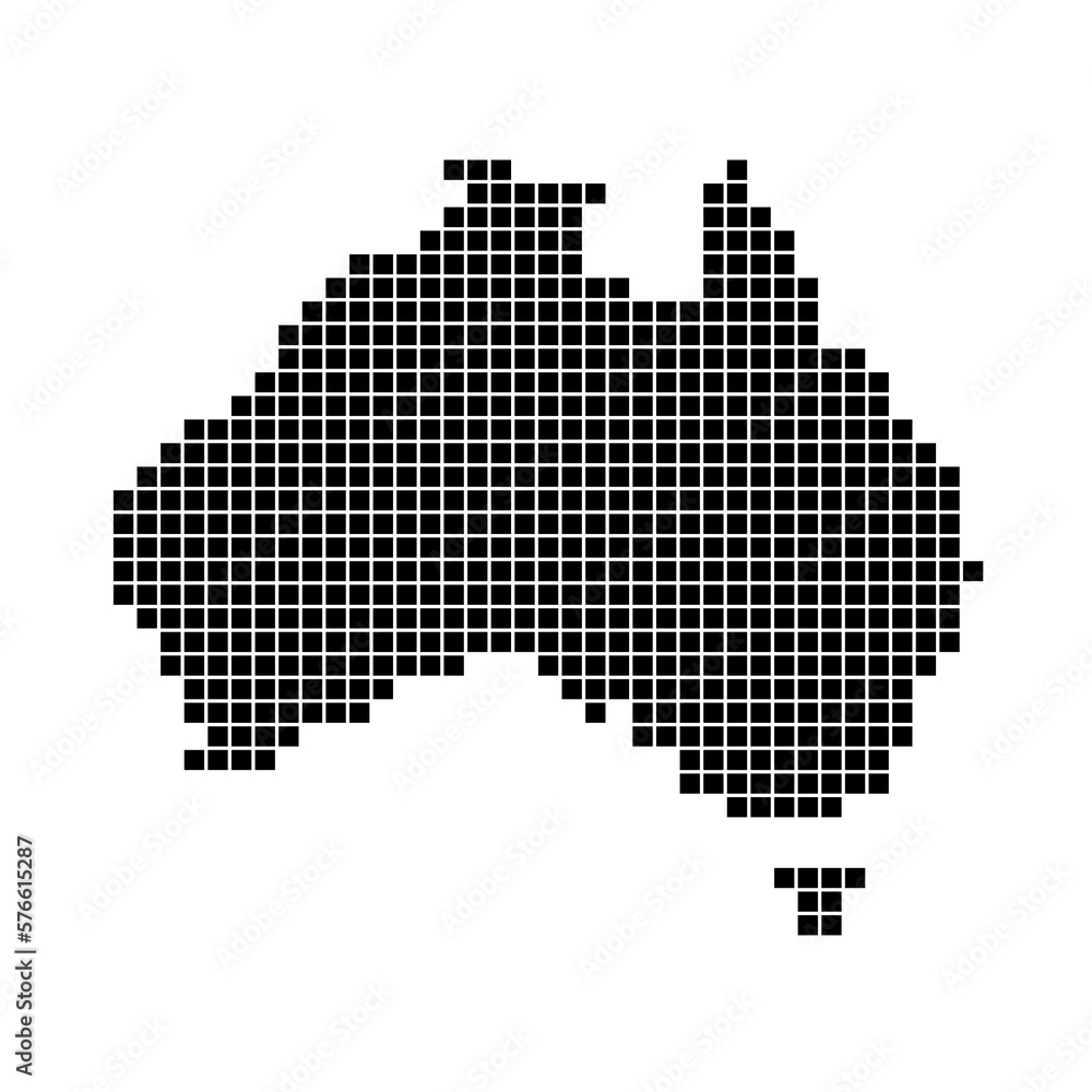 Gepunktete Karte von Australien als Landkarte, Silhouette oder Umriss