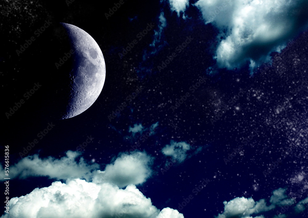 The moon in the night sky