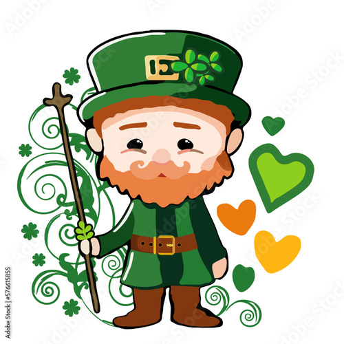 Cute elf, leprechaun, Patrick day clipart, vector illustration