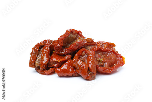 Concept of tasty food - delicious dried tomato, isolated on white background
