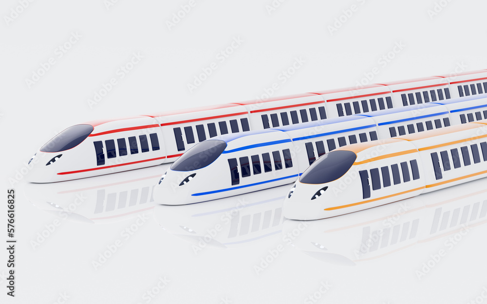 Cartoon high-speed train in the white background, 3d rendering.