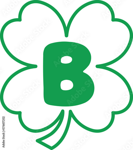 St Patrick Hold Clover Leaf Alphabet B