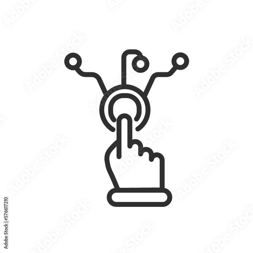 interactivity icon. Thin line interactivity icon from artificial intellegence collection. Outline vector isolated on white background. Editable interactivity symbol can be used web and mobile