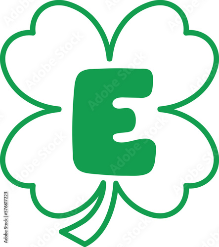 St Patrick Hold Clover Leaf Alphabet E