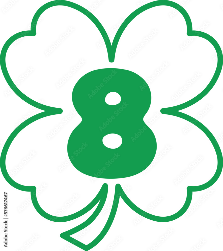 Fototapeta premium St Patrick Hold Clover Leaf Number 8 Eight