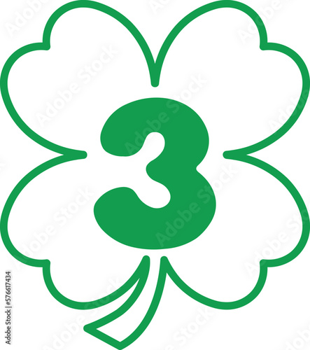 St Patrick Hold Clover Leaf Number 3 Three