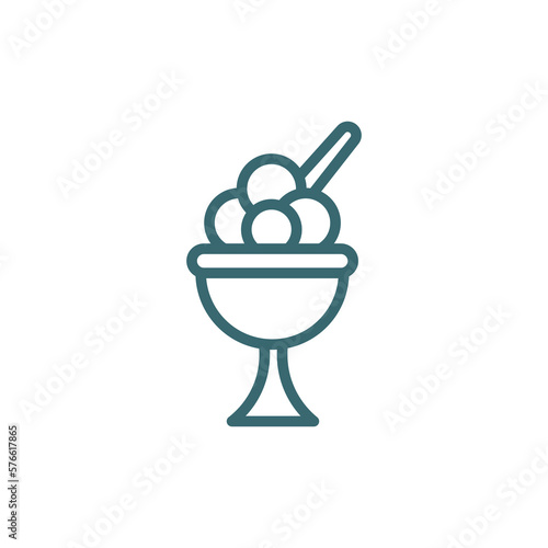 ice cream balls cup icon. Thin line ice cream balls cup icon from restaurant collection. Outline vector isolated on white background. Editable ice cream balls cup symbol can be used web and mobile