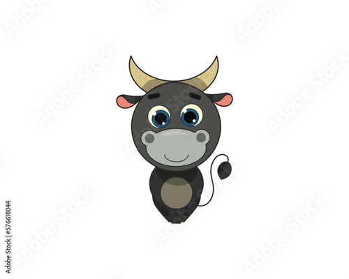Bull vector isolated color icon. Bull animal vector icon. Bull icon