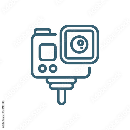 action camera icons. Thin line action camera, camera icon from computer and tech collection. Outline vector isolated on white background. Editable action camera symbol can be used web and mobile