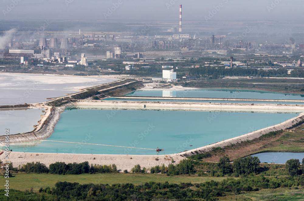 Chemical prodaction: Bashkir Soda Company, view of the sewage treatment from Kushtau Mount.