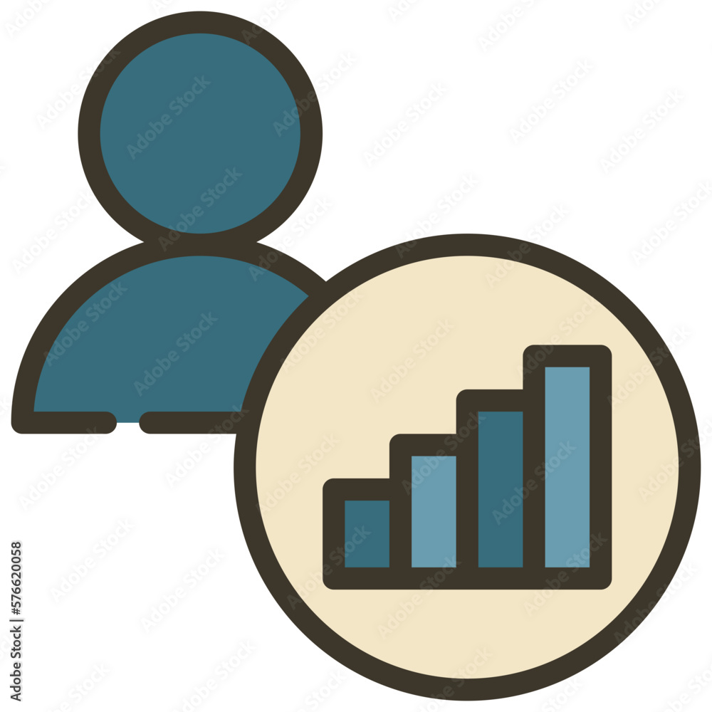 human buainess target graph icon filled outline human buainess target graph icon filled outline