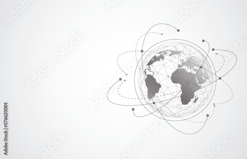 Global network connection. World map point and line composition concept of global business. Vector Illustration