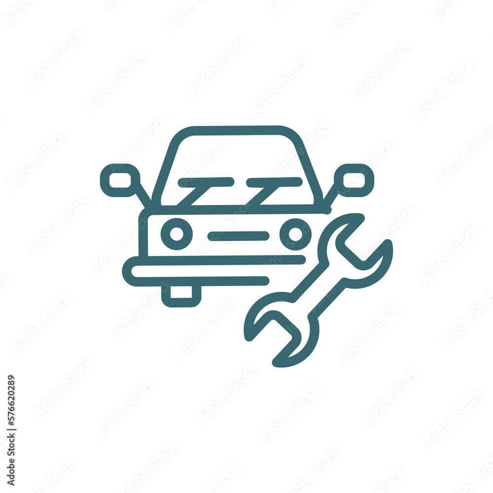vehicle repair icon. Thin line vehicle repair icon from Insurance and Coverage collection. Outline vector isolated on white background. Editable vehicle repair symbol can be used web and mobile