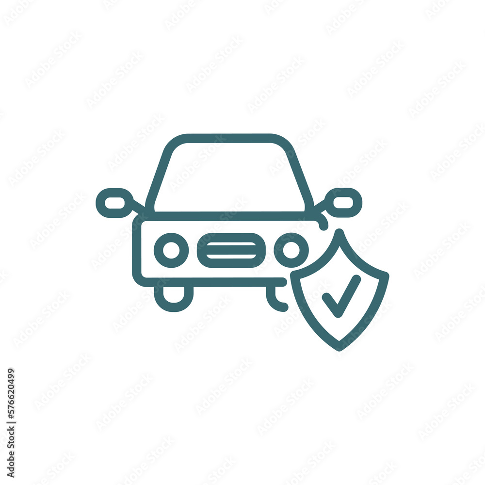 Obraz premium car insurance icon. Thin line car insurance icon from Insurance and Coverage collection. Outline vector isolated on white background. Editable car insurance symbol can be used web and mobile