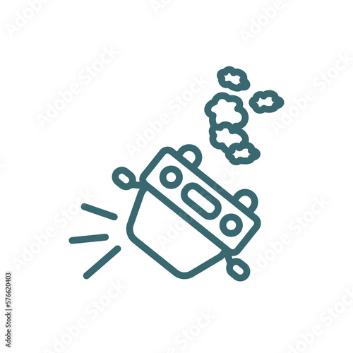 overturned car icon. Thin line overturned car icon from Insurance and Coverage collection. Outline vector isolated on white background. Editable overturned car symbol can be used web and mobile
