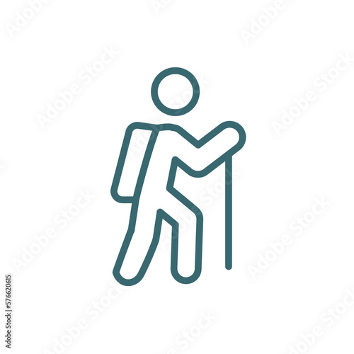 trekking sign icon. Thin line trekking sign icon from sport and game collection. Outline vector isolated on white background. Editable trekking sign symbol can be used web and mobile