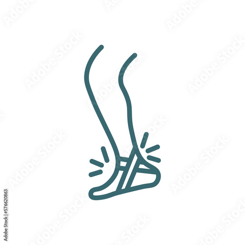 sprained ankle icon. Thin line sprained ankle icon from sport and game collection. Outline vector isolated on white background. Editable sprained ankle symbol can be used web and mobile