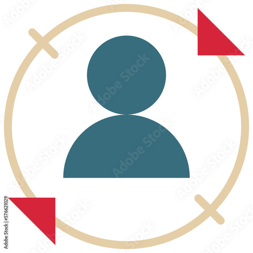 search finding human organization business target icon flat style