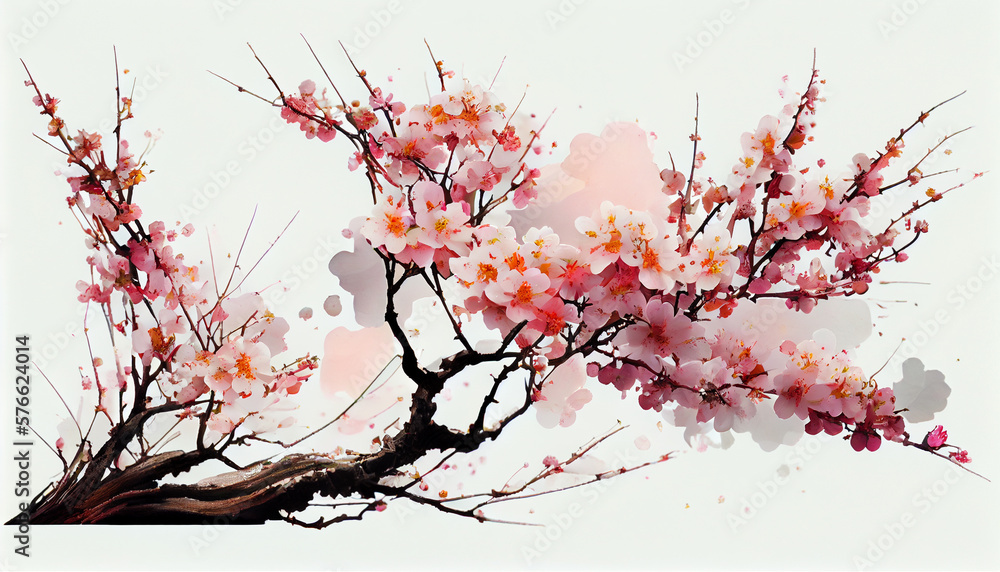 Cherry blossoms, watercolor style. Generative Ai Cherry blossoms, watercolor style. Generative Ai