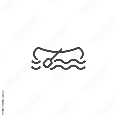 Canoe boat line icon
