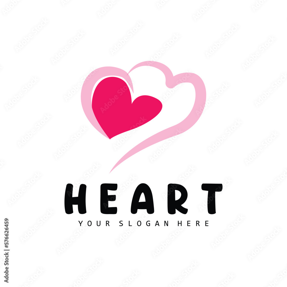 Heart Logo, Love Design, Valentine's Day Vector, Love Heart Icon, Illustration Template