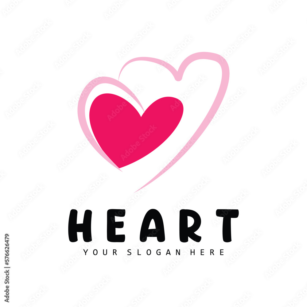 Heart Logo, Love Design, Valentine's Day Vector, Love Heart Icon, Illustration Template