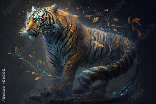 Nothing Short of Magical Majesty: The Graceful Strength of a Mythical Tiger Generative AI © pngking