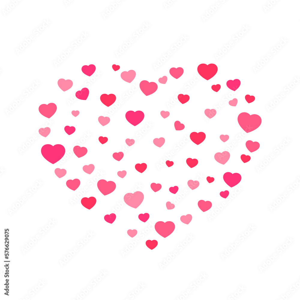 Heart shape pink confetti splash illustration