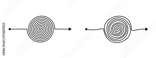 Spiral line with arrow on the finish and circle on the begining