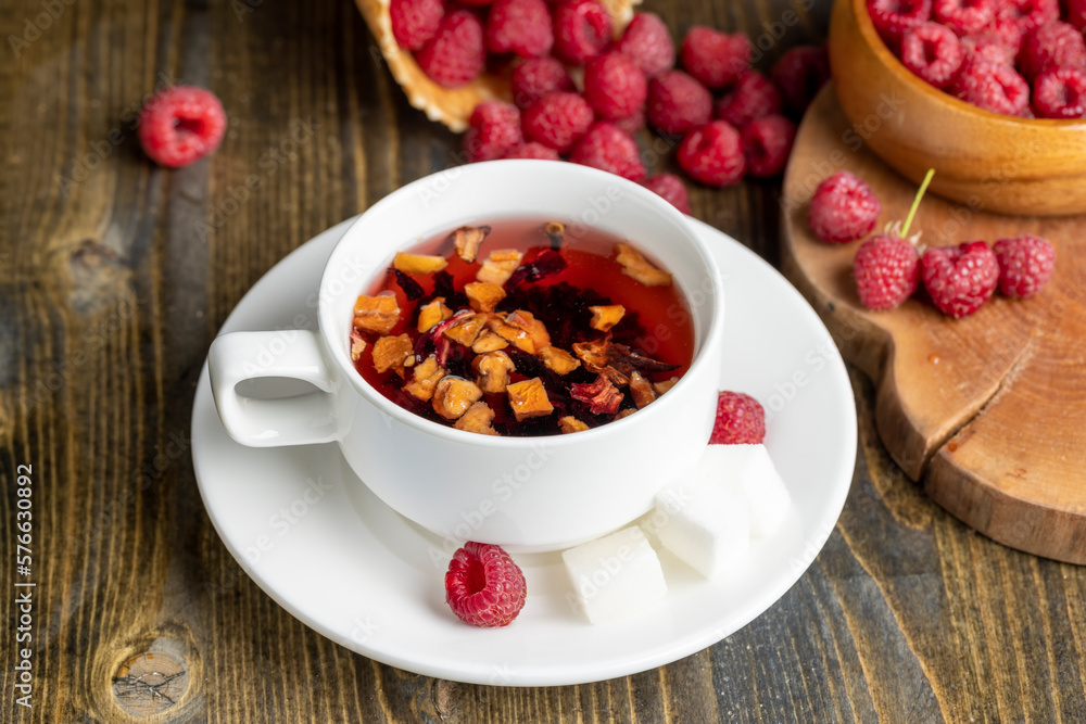 A mug of red tea on the table A mug of red tea on the table