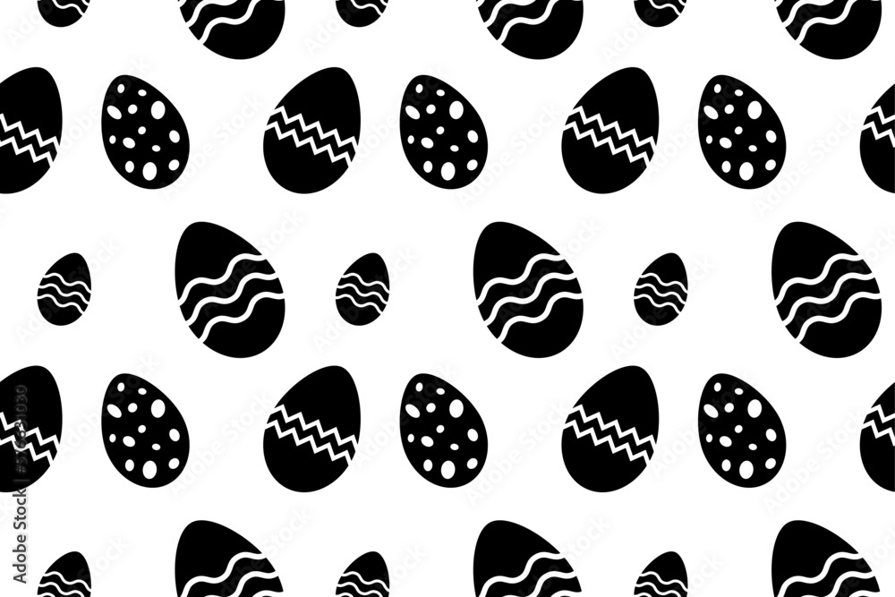 Easter pattern on a white background in black. Vector seamless Easter pattern with eggs. Vector EPS 10 Easter pattern on a white background in black. Vector seamless Easter pattern with eggs. Vector EPS 10