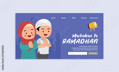 Hand drawn ramadan landing page collection