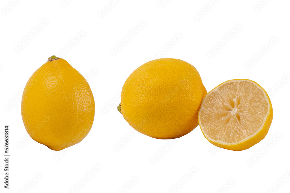 Fresh slices of yellow lemon lime fruit isolated on transparent background. Fresh slices of yellow lemon lime fruit isolated on transparent background.