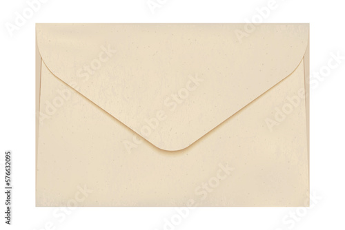 Horizontal manilla envelope isolated on white background. Craft paper with grainy texture. Beige blank kraft cardboard. Recycled package carton vector illustration