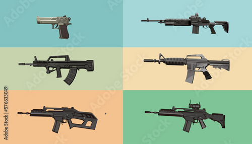 set of guns silhouettes