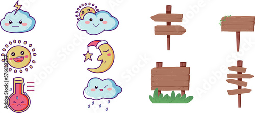 material, props, wood, cute, vector,