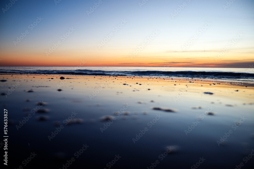 sea water and sunset with blue sky