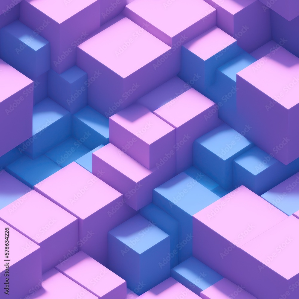 Abstract 3D isometric cube pattern background with a pastel color palette, generative ai Abstract 3D isometric cube pattern background with a pastel color palette, generative ai