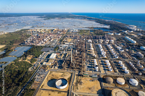 Aerial view above gas refinery in southern Spain photo