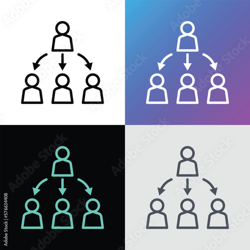 Delegate flat icon. Boss and employees. Corporate staff. Business relationship. Modern vector illustration.