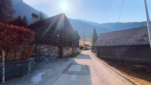 Brontallo village street, Val Lavizzara, Vallemaggia, Switzerland photo