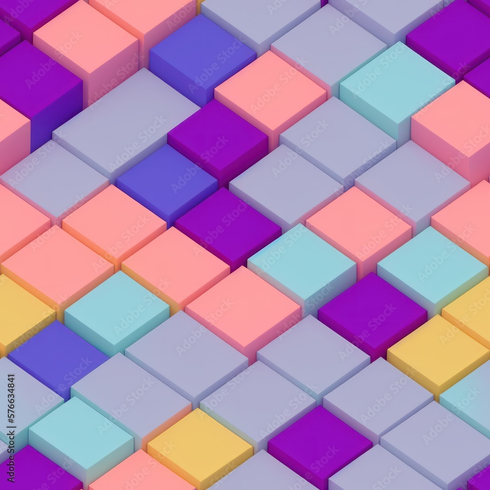 Abstract 3D isometric cube pattern background with a pastel color palette, generative ai Abstract 3D isometric cube pattern background with a pastel color palette, generative ai