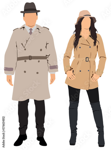 Pair of male and female detective.